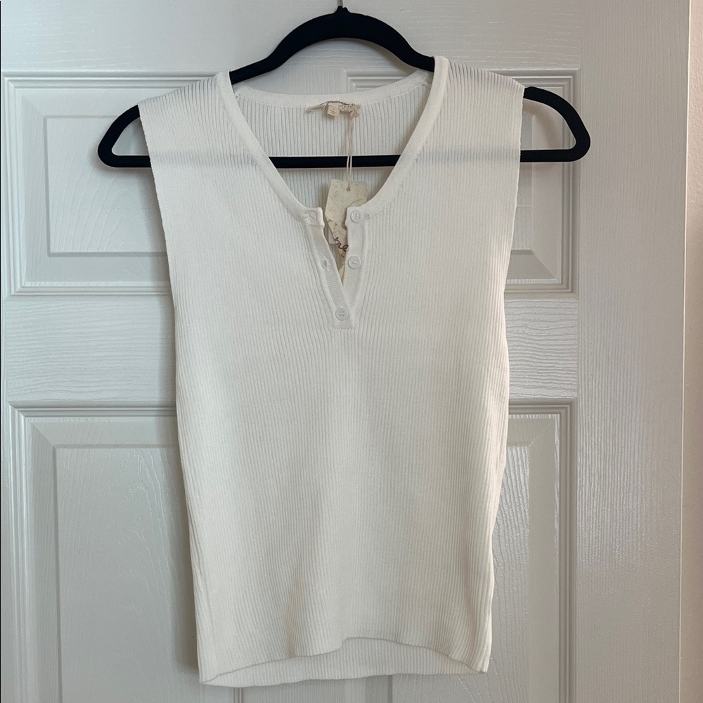Mystree Ivory Sleeveless Ribbed Tank Top